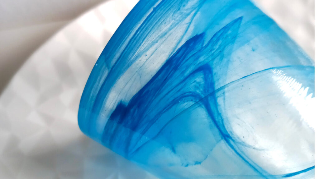 light blue drinking glass vortex design, Zephyrus collection by Le Coq Porcelaine