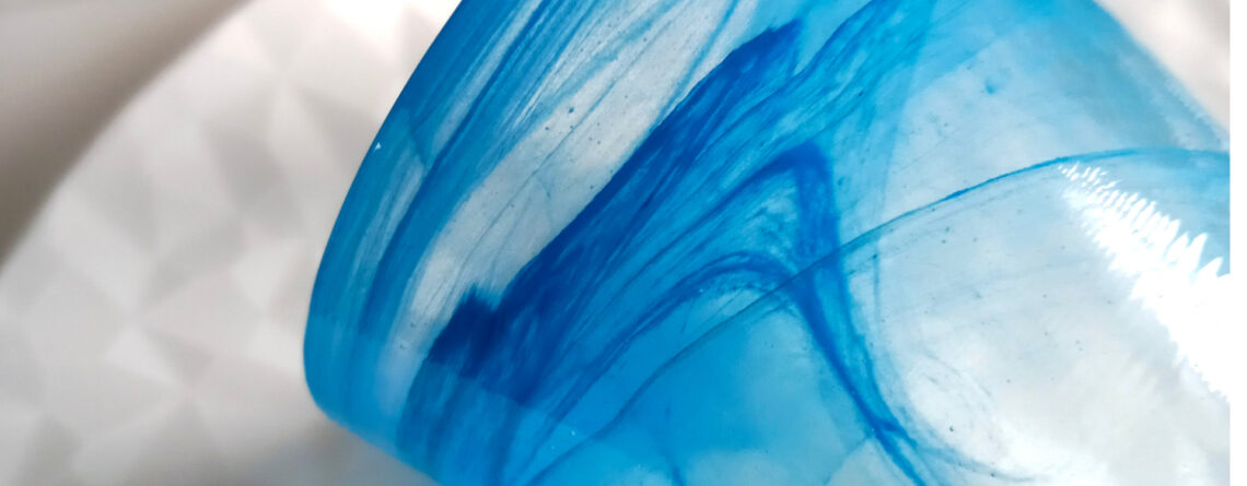 light blue drinking glass vortex design, Zephyrus collection by Le Coq Porcelaine